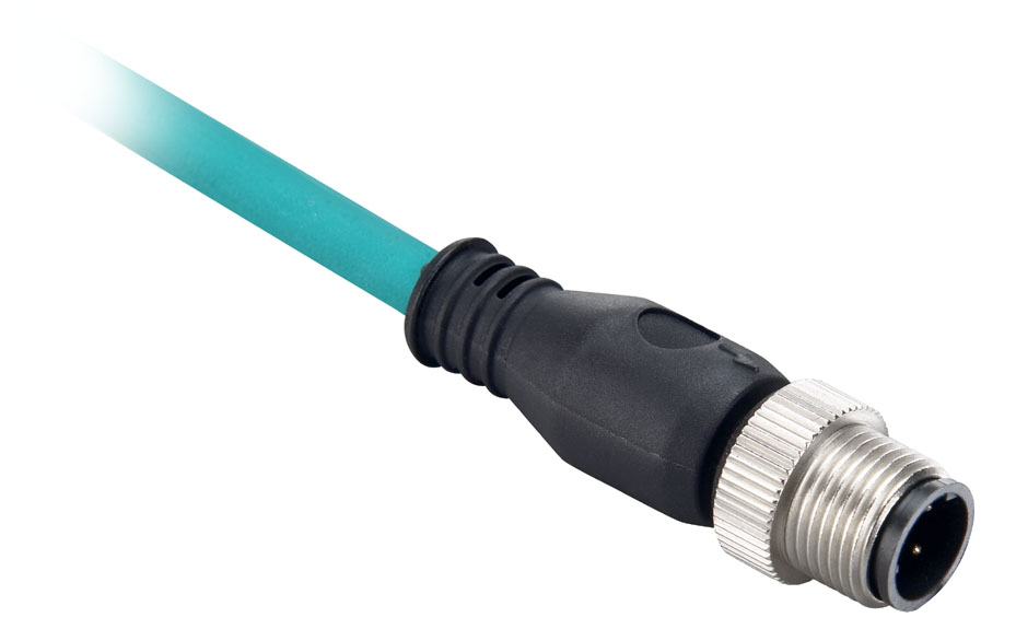 1585D-M4HB-10 - 1585 Ethernet Cables, 4 Conductors, M12, Straight Male, Standard, Flying Leads, Teal 600V, 100BASE-TX, 100 Mbit/s, PVC General Purpose