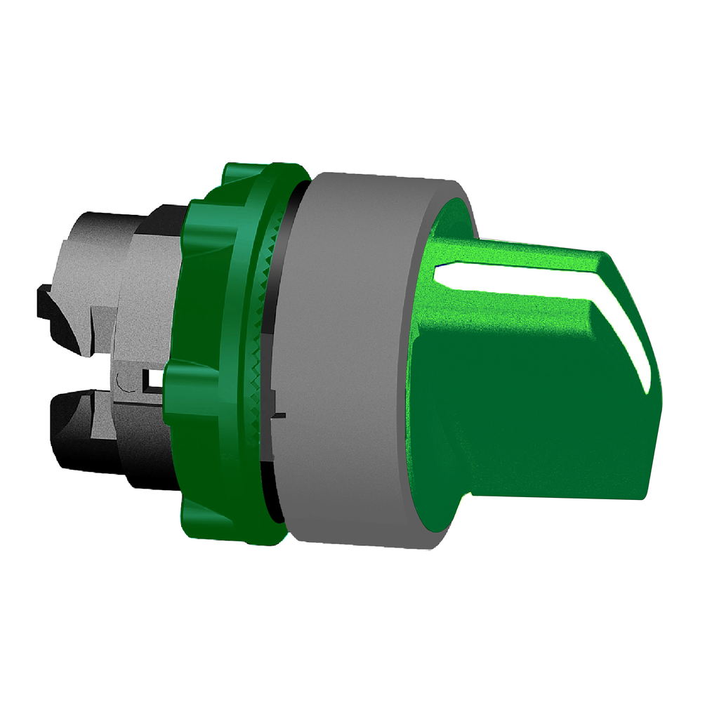 ZB5AD403C0 - Cabezal de interruptor selector, Harmony XB5, plástico, verde, 22 mm, 2 posiciones, retorno por resorte de derecha a izquierda, bisel gris