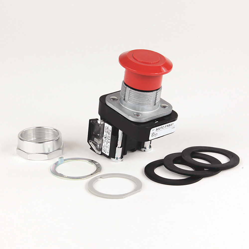 800TC-FXNQH2GA7 - 30.5mm Type 4/13 3 Pos Push-Pull PB-Illum., OUT/CNTR/IN-Mom/Maint/Mom, Green, Mushrm Hd, LED, 12-130V AC/DC, 1 NCLB-1 NC, Finger Safe Guards