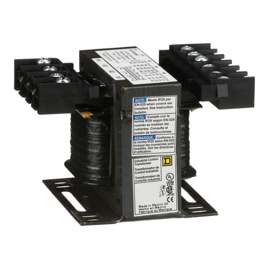 9070T50D50 - Transformador, Tipo T, control industrial, 50 VA, monofásico, 240/416/480/600 V primario, 99/120/130 V secundario, aumento de temperatura de 55 °C