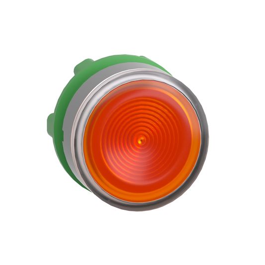 ZB5AW353SC0 - Cabezal para pulsador iluminado, Harmony XB5, bisel gris, empotrado naranja, 22 mm, LED universal, lente ranurada