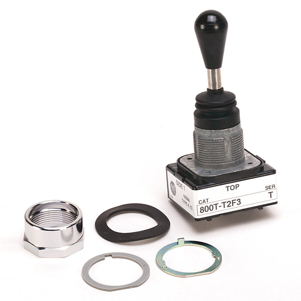 800T-T2F3 - 30.5mm Type 4/13 Toggle Switch, Two Way Toggle, Left&Right-Spring Rtn, No Contacts, No Contacts, No Contacts