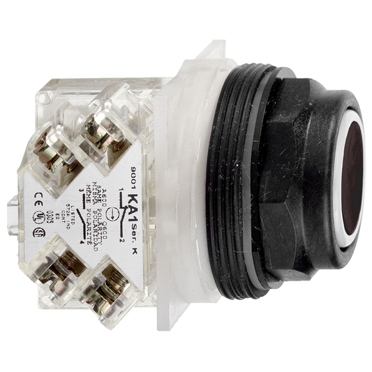 9001SKR1BH13 - Push button, Harmony 9001SK, plastic, flush, black, 30mm, spring return, 1 C/O