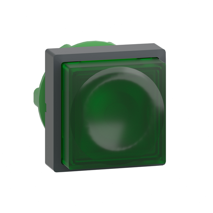 ZB5CW133 - Head for illuminated push button, Harmony XB5, green square projecting, 22mm, universal LED, spring return, unmarked