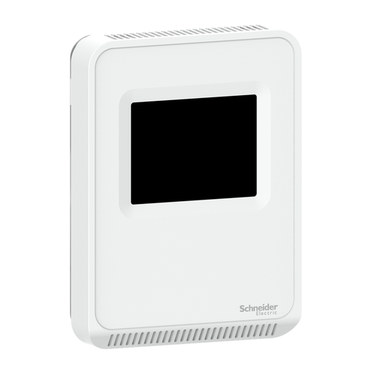 SLASTC2 - Sensor, serie SpaceLogic SLA, calidad del aire, CO2, humedad, temperatura, ambiente, pantalla táctil a color, salidas analógicas, carcasa blanca mate