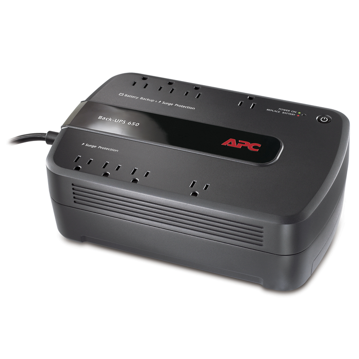 BE650G1 - APC Back-UPS 650VA, 120V, 8 NEMA outlets (4 surge)