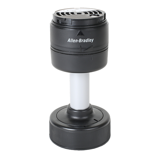 Bases 856T de 70 mm preensambladas, sin opción de red, carcasa negra, 24 V CA/CC, 7 circuitos (hasta 7 luces apiladas o módulos de sonido), liberación rápida de 10 cm, tapa incluida