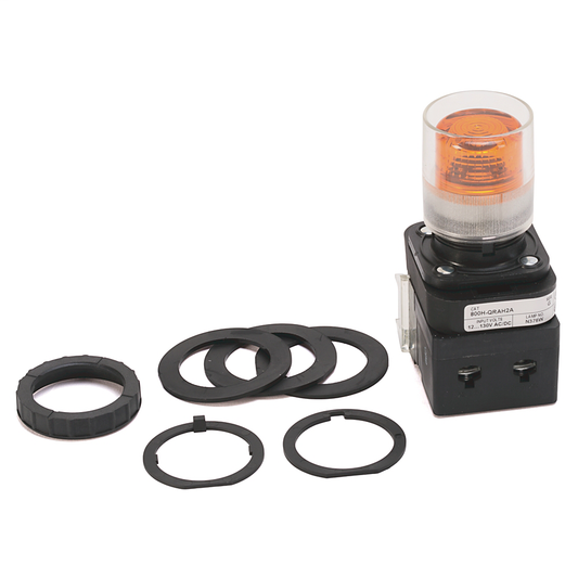 800H-QRAH2A - Contacto de 30,5 mm tipo 4/4X/13, PB-Ilum., ámbar, carcasa exterior con protección, LED, 12-130 V CA/CC, 1 NA-1 NC