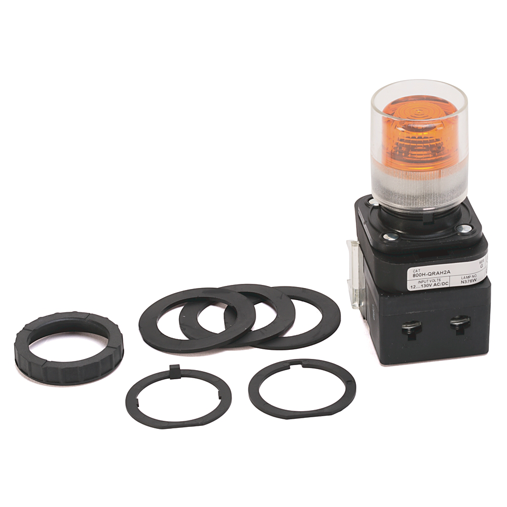 800H-QRAH2AD1 - Contacto de 30,5 mm tipo 4/4X/13, PB-Ilum., ámbar, carcasa exterior con protección, LED, 12-130 V CA/CC, 1 NA