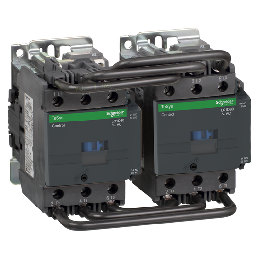 LC2D80B7 - Contactor inversor TeSys Deca - 3P(3 NO) - AC-3/AC-3e - &lt;= 440 V 80 A - Bobina 24 V AC