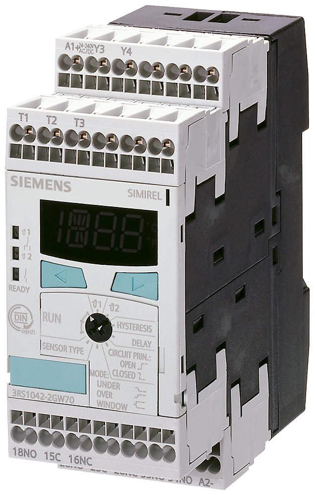 3RS1041-2GW50 - RELÉ DE MONITORES DE TEMPERATURA, PT100, -50 A 500 °C, 24-240 VCA/