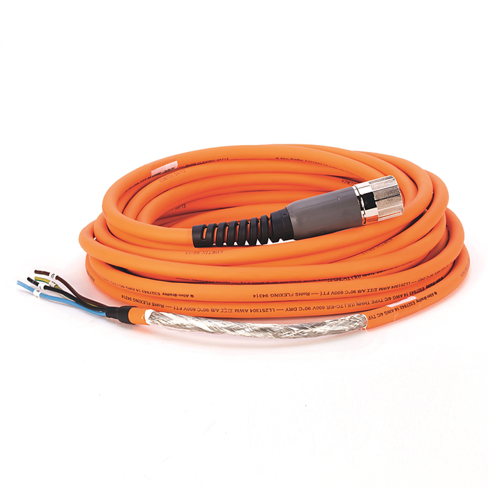 2090-CPWM7DF-14AF75 - SpeedTEC Cable, Motor Power Only, SpeedTec DIN Connector, Drive-end, Flying-lead, 14 AWG, Continuous-Flex, 75 Meters