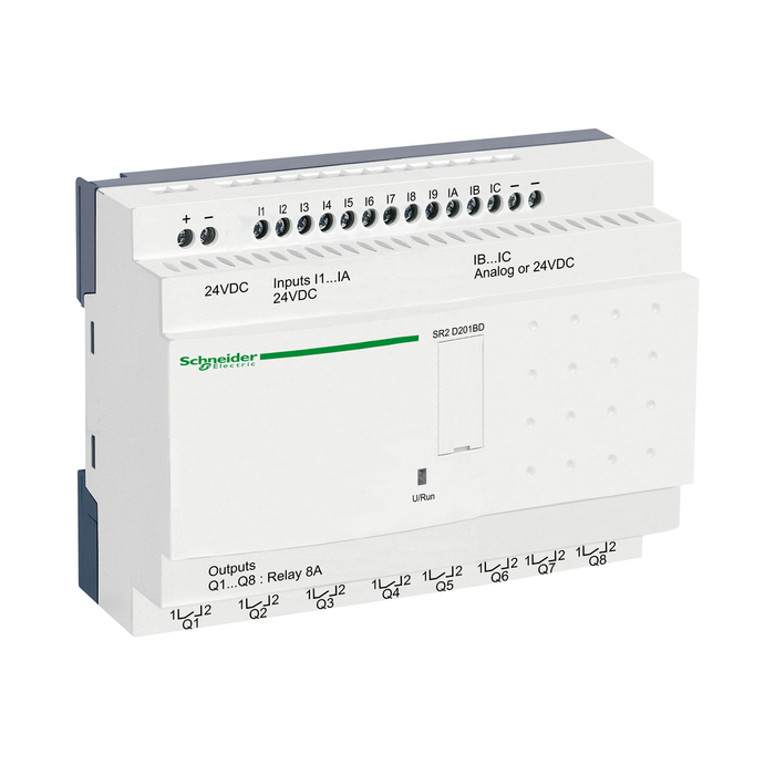 SR2D201BD - compact smart relay, Zelio Logic SR2 SR3, 20 IO, 24V DC, no clock, no display