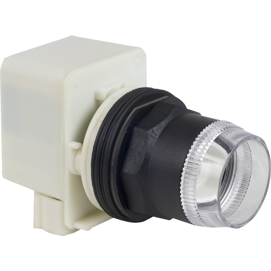 9001SK1L1 - Cabezal pulsador iluminado, Harmony 9001SK, plástico, protección de plástico al ras, sin tapa, 30 mm, retorno por resorte, 110-120 V