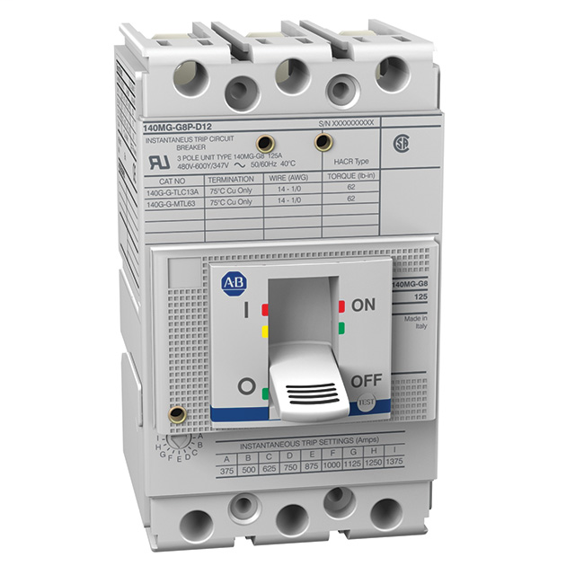 140MG-H8P-C70-KA - 140MG - Motor Circuit Protectors, H frame, 35..65 kA at 480V, MCP (magnetic only), Rated Current 70 A, 1 NO/NC AUX, 250V