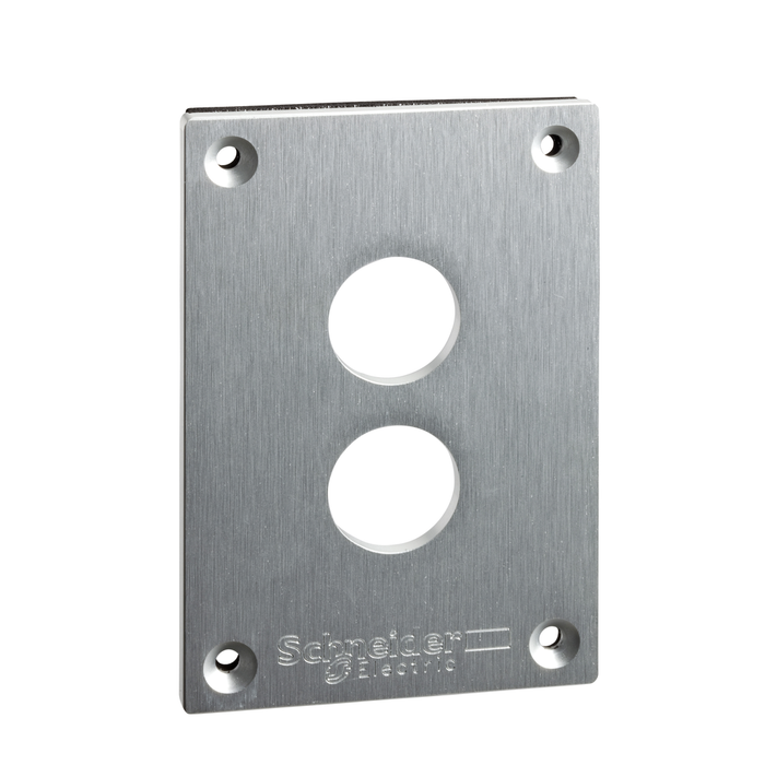 XAPE302 - Front plate with fixing screws, Harmony XAP, metal, 2 cut-outs, 22mm, 72 x 105 mm