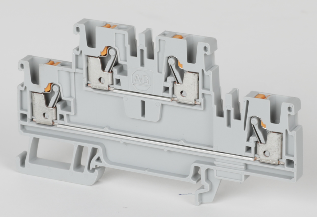 1492-PD3-RE - 1492-P Push-in Terminal Blocks, 2.5 mm² (AWG 28 - AWG 12), 20 A, Feed-Through, Multi-Level, 1 Point On Each Side Per Circuit