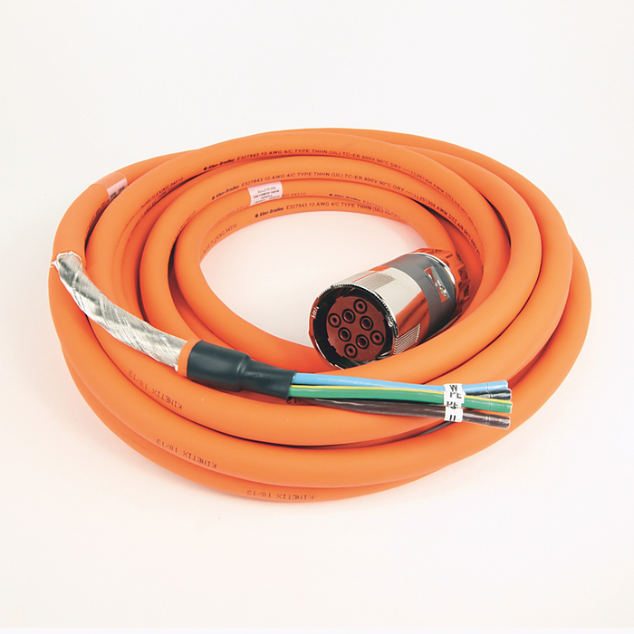 2090-CPWM7DF-10AF40 - SpeedTEC Cable, Motor Power Only, SpeedTec DIN Connector, Drive-end, Flying-lead, 10 AWG, Continuous-Flex, 40 Meters