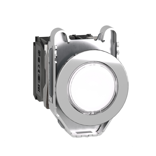 XB4FW31B5 - Illuminated push button, Harmony XB4, metal, white flush mounted, 30mm, universal LED, plain lens, 1NO + 1NC, 24V AC DC