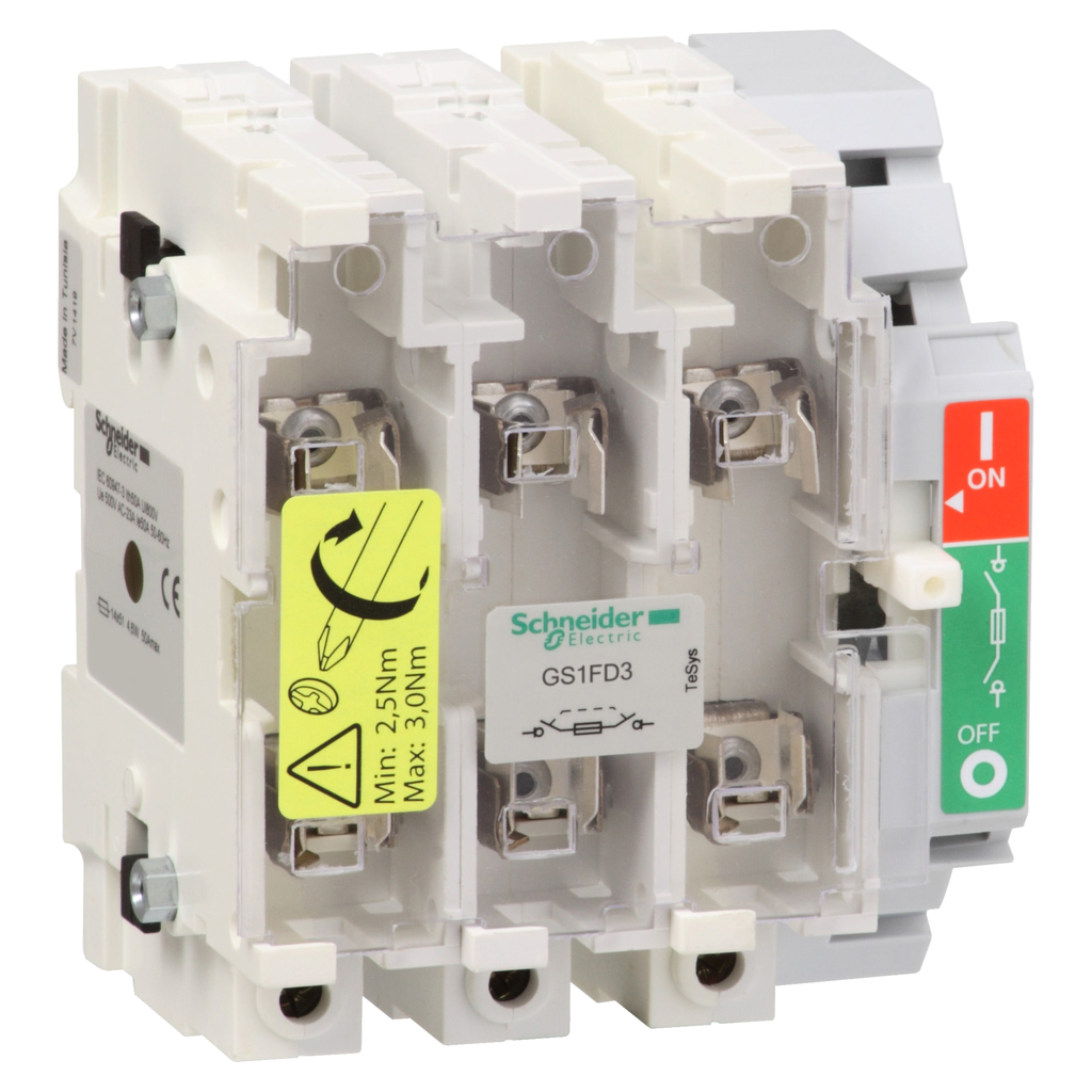 GS1FD3 - Fusible seccionador TeSys GS, 3P, 3NO, 50A, 4,6W, tipo NFC, tamaño 14x51mm