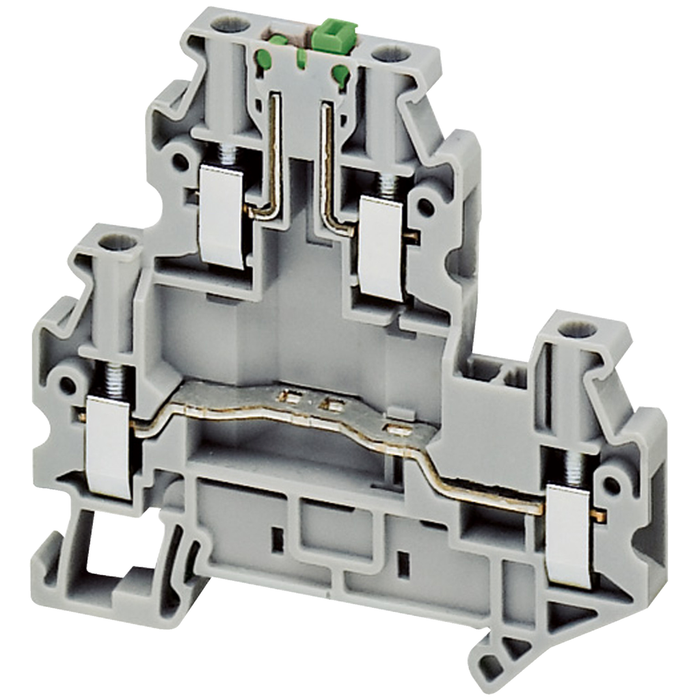 NSYTRV42SCD - Terminal block, Linergy TR, screw type, knife disconnect, double level, 4 points, 4mm², grey