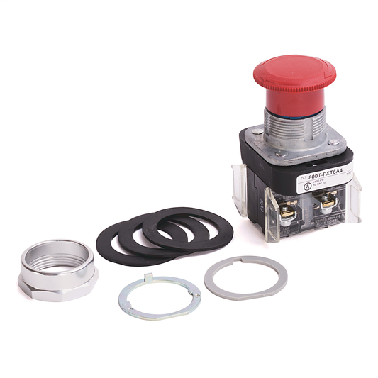 800T-FXT6A2 - 30.5mm Type 4/13 2 Pos. PB-Non-Illum., Mushroom Hd (Push-Pull/Twist), Red, 2 NO