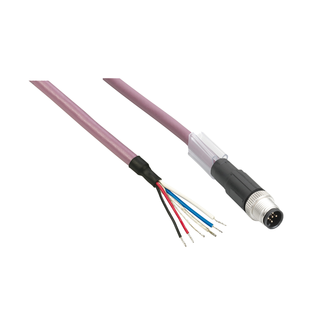 TCSXCNDFNX1V - Cable de distribución de entrada de alimentación - recto - Conector hembra M8 - 1 m (Cantidad: 50)