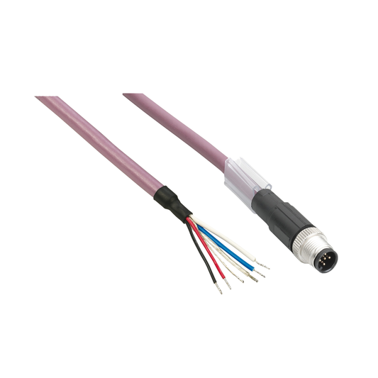 TCSXCNDFNX3V - power IN distribution cable - straight - M8 female-wire - 3m