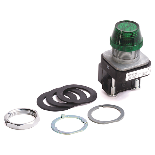 800T-PH26G - 30.5mm Type 4/13 Pilot Light, Xfmr, No Test Option, LED, Green, 240V AC 50/60 Hz