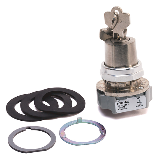 800T-J4203KC1B - Interruptor de selección de bloqueo de cilindro de 3 posiciones, tipo 4/13, 30,5 mm, mantenimiento, bloqueo central, llave estándar, llave D020