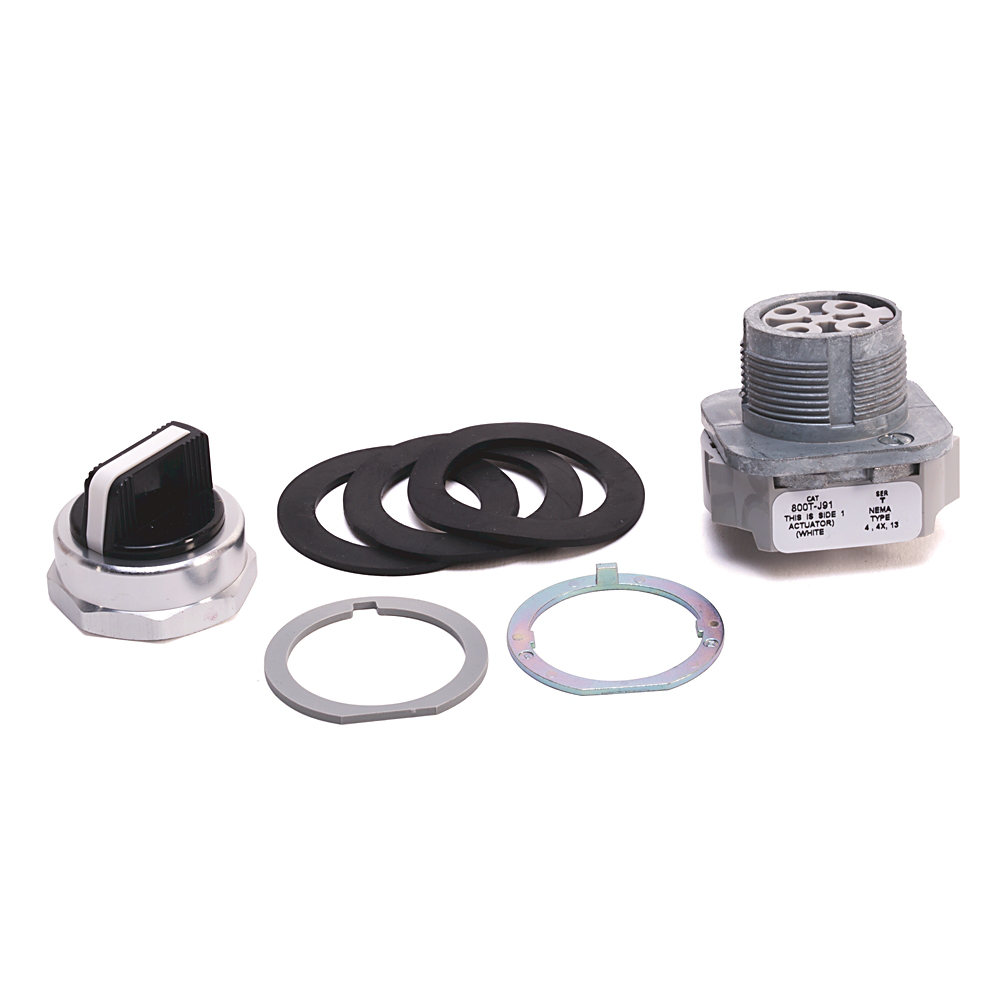 800T-J91H - 800T 3 Position, Knob/Wing Lever,, White, Std. Knob Spring Rtn fr/ Both, Cam and Contact Blocks, 3 Position