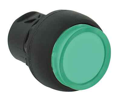 800FM-LE3MN3GX10 - 800F Momentary Push Button - Metal, Illuminated, Extended, Green, Integrated LED, Metal Latch Mount, 24V AC/DC, Green LED, 1 N.O. Contact(s), 0 N.C. Contact(s), Standard, Standard Pack (Qty. 1)