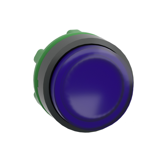 ZB5AW163 - Cabezal para pulsador iluminado, Harmony XB5, saliente azul, 22 mm, LED universal, retorno por resorte, sin marcar