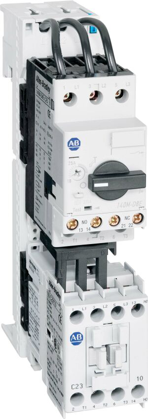 103S-CSEJ2-DC16C-TE - Arrancador combinado IEC, 100-C16, bobina electrónica de 24 V CC, 1 NA 0 NC, 140M-D8E (estructura D), contacto de ruptura alta positivo, contacto auxiliar interno 1 NA + 1 NC, sin contactos auxiliares ni de disparo de montaje lateral