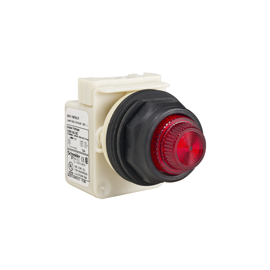 9001SKP38LRR31 - Luz piloto, Harmony 9001SK, plástico, policarbonato, lente Fresnel, roja, 30 mm, LED rojo, 120 V