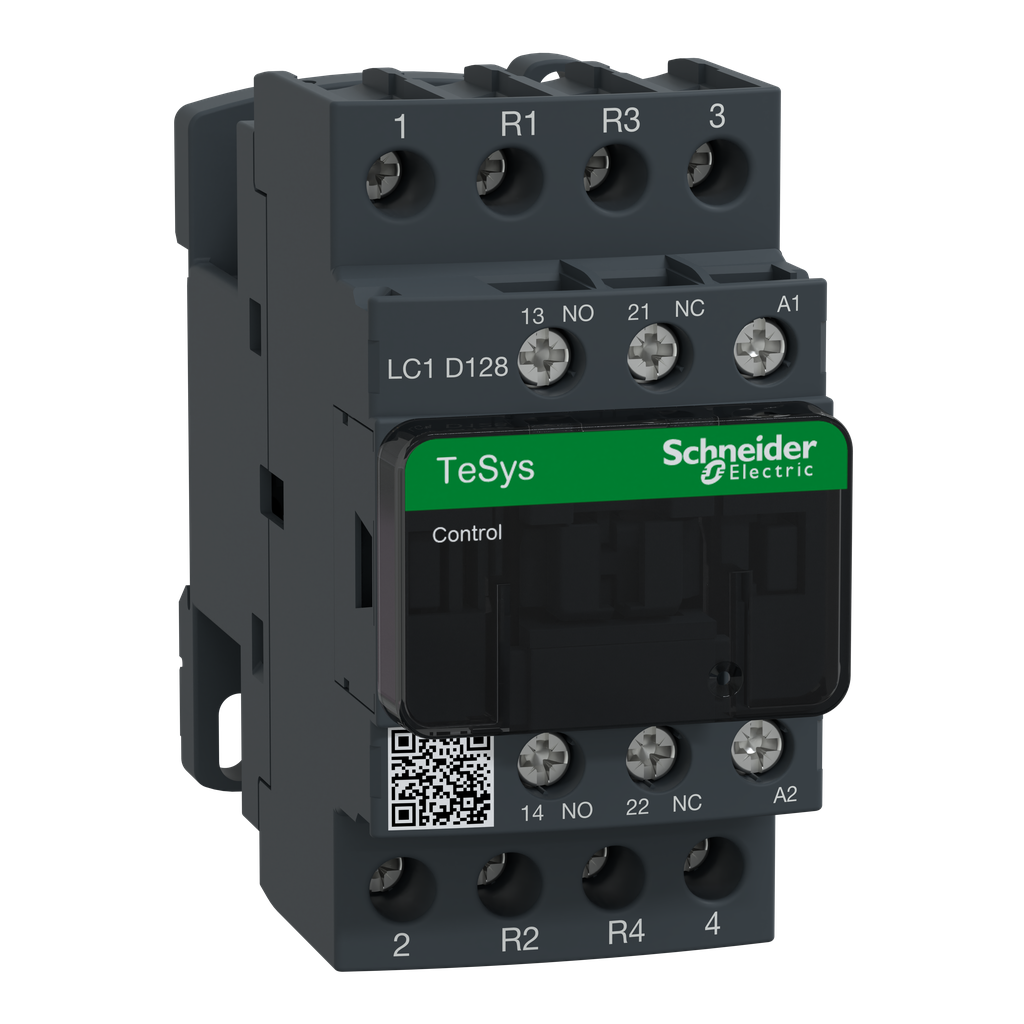 LC1D128M7 - IEC contactor, TeSys Deca, nonreversing, 25A resistive, 4 pole, 2 NO and 2 NC, 220VAC 50/60Hz coil, open style