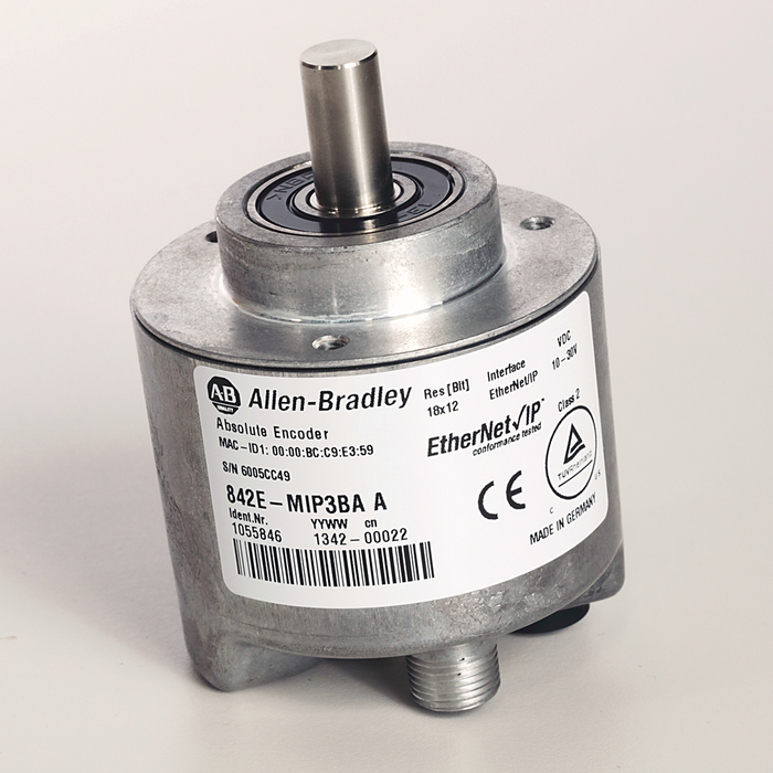 842E-MIP3BA - 842E EtherNet/IP Multi-Turn Encoders, Multi-turn (4096 turns), Solid shaft 10 mm, M12 connector, 262,144 (18 bit) steps per revolution