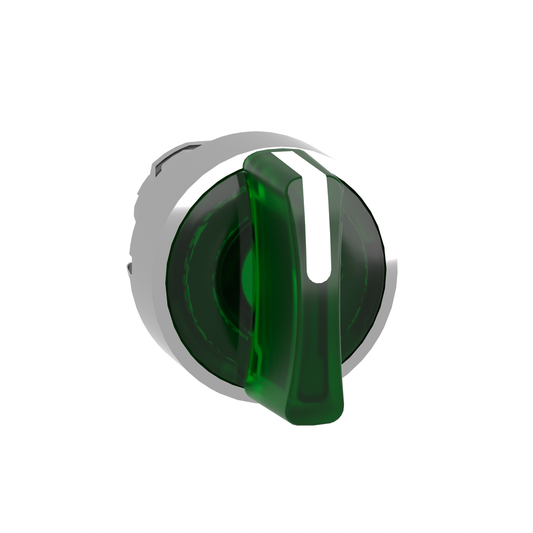 ZB4BK1733 - Cabezal para selector iluminado, Harmony XB4, metal cromado, mango verde, 22mm, LED universal, 3 posiciones, para centrar