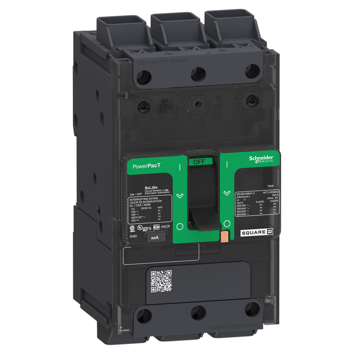 BGL36040LU - Circuit breaker, PowerPacT B, 40A, 3 pole, 600Y/347VAC, 18kA, lugs, thermal magnetic, 80%, control wire ON end