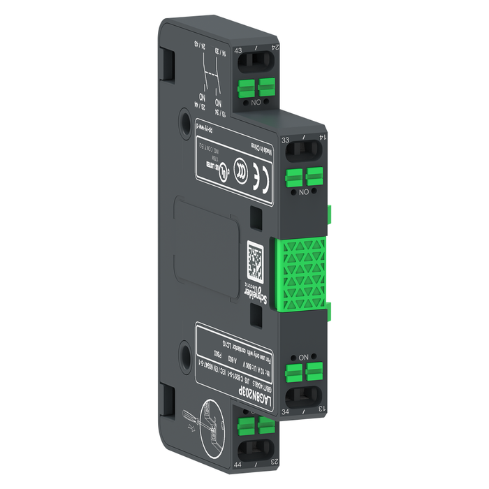 LAG8N203P - Auxiliary contact block,TeSys Giga contactor,2NO,lateral face side mounting,push-in terminals L1/R1