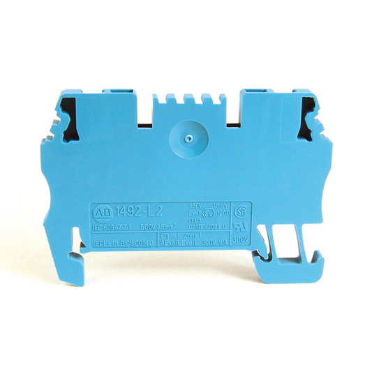 1492-L2 - Spring Clamp Terminal Block,One-Circuit Feed-Through Block,1.5mm² (# 26 AWG - # 14 AWG),Standard Feedthrough,Gray (Standard)