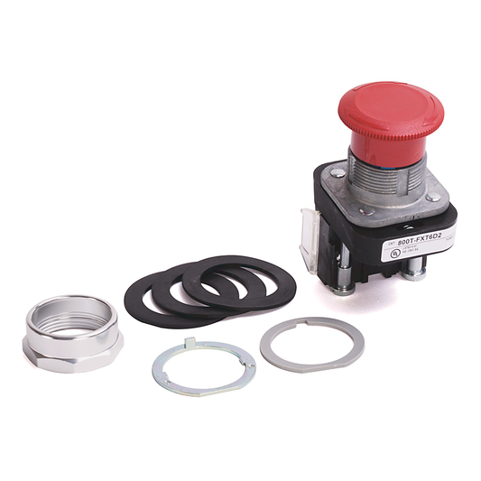800T-FXT6D2Y - 30.5mm Type 4/13 2 Pos. PB-Non-Illum., Mushroom Hd (Push-Pull/Twist), Red, 1 N.C. Stackable Sealed Switch
