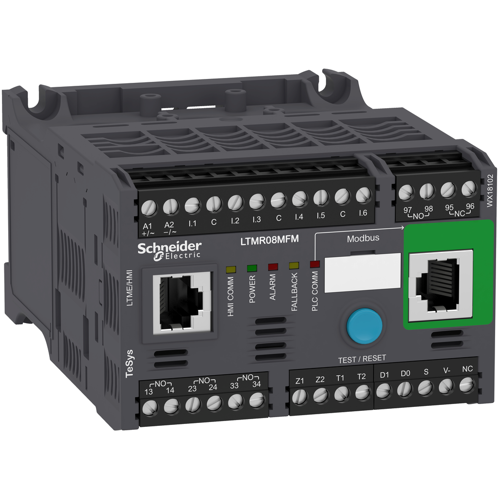 LTMR08MFM - Controlador de motor, TeSys T, Gestión de motores, Modbus, 6 entradas lógicas, 3 salidas lógicas de relé, 0,4 a 8 A, 100 a 240 V CA