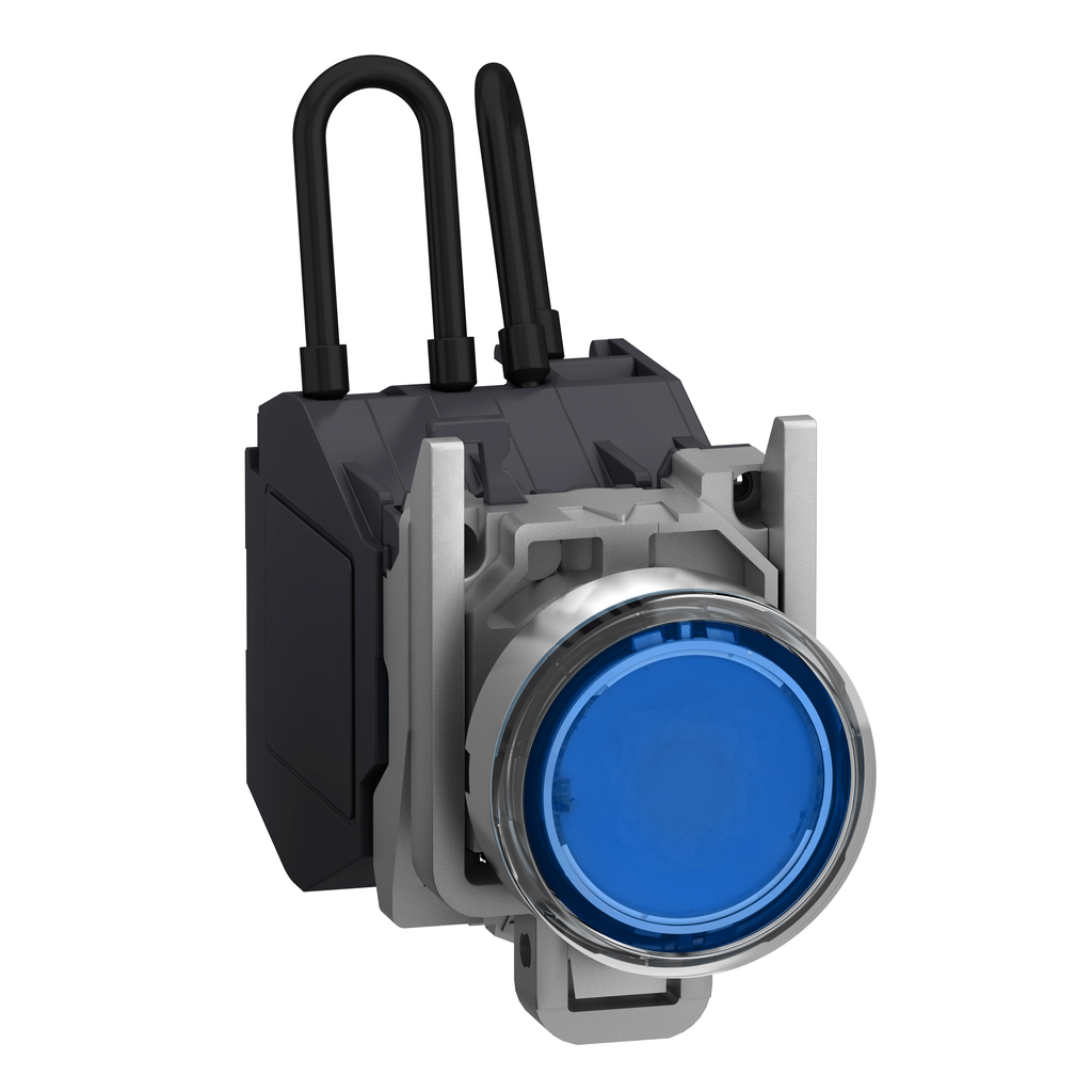 XB4BW26BM5GEX - Piloto de prueba, Harmony XB4 - ATEX D, metal, azul, 22 mm, LED integrado, con protección, 1 NA, 24…254 V