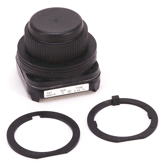 800H-R2D2 - 30,5 mm, tipo 4/4X/13, conector de contacto mom., sin iluminación, negro, conector con funda, 1 contacto NC