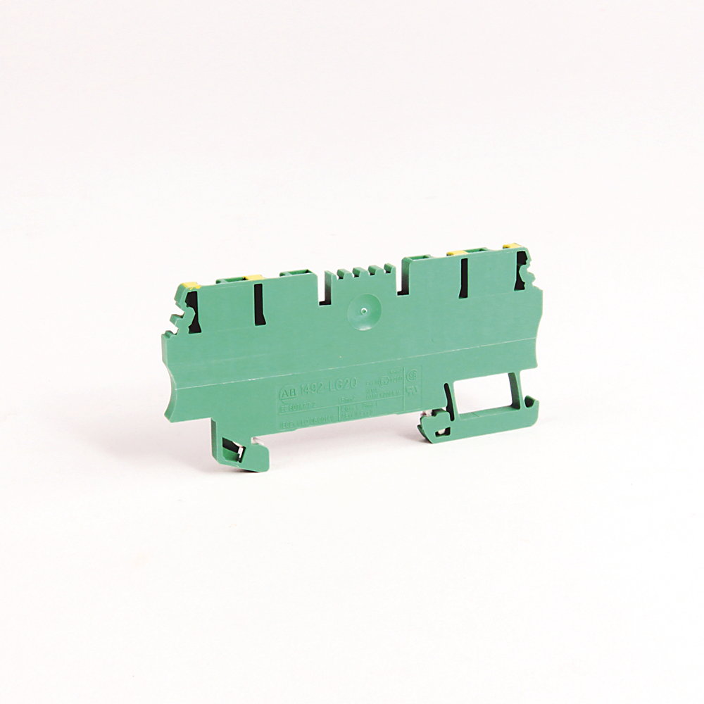 1492-LG2 - Spring Clamp Terminal Block,One-Circuit Feed-Through Ground Block,1.5 mm (# 22 AWG - # 16 AWG),Standard Feedthrough,Green / Yellow Stripe (Standard) (Qty. 50)