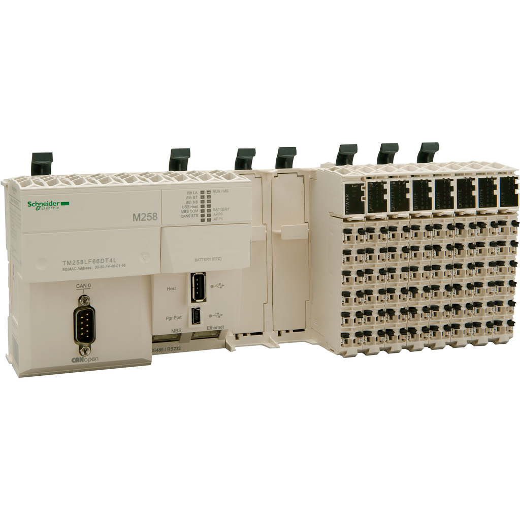 TM258LF66DT4L - logic controller, Modicon M258, compact base, 66 + 4 IO, 24V DC