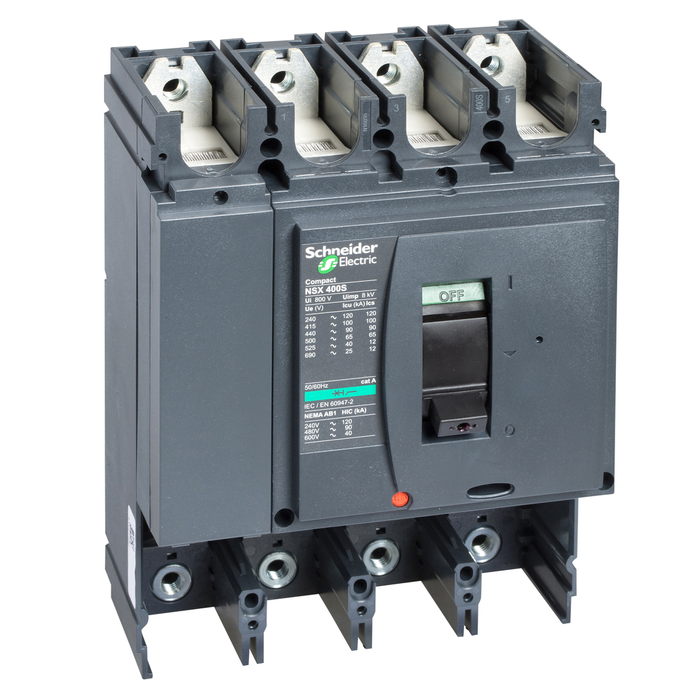 LV432410 - Circuit breaker basic frame, ComPact NSX400L, 150kA at 415VAC 50/60 Hz, 400A, without trip unit, 4 poles