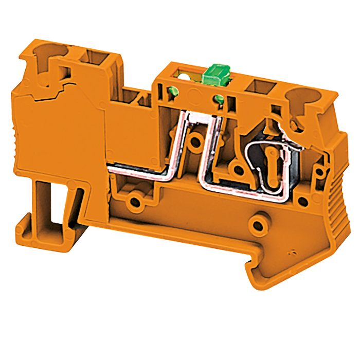 NSYTRR42SCAR - Terminal block, Linergy TR, spring type, knife disconnect, 2 points, 4mm², orange