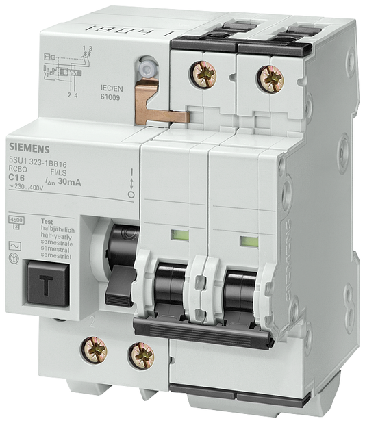 5SU1323-1BB06 - PROTECCIÓN FI/LS, TIPO AC(WS), 30 MA, 4.5 KA, 2-P, 6 A